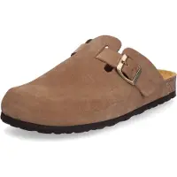 MIDS MONTY Damen Clog Tan mit Rauleder-Fußbett