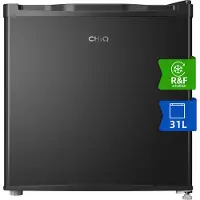 Chiq CSD31D4E Mini Kühlschrank mit Eisfach, Doppelfunktion, umkehrbare Tür, einstellbarer Thermostat, schwarz
