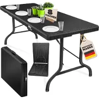 Kesser Buffettisch Tisch klappbar Kunststoff 183x76 cm Rattan Optik Campingtisch Partytisch Klapptisch Gartentisch für Garten Terrasse und Balkon zusammenklappbar 6 Personen ink. Tragegriff