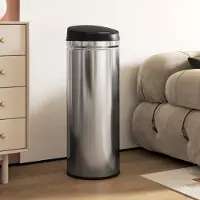 MODFU Sensor-Mülleimer Edelstahl silber 30,5x30,5x85 cm, 50 L, Soft-Close, berührungslos