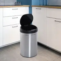 MODFU Mülleimer Edelstahl schwarz 30 l, Sensor-Deckel, 30,5x30,5x51,5 cm, kontaktlos und manuell bedienbar