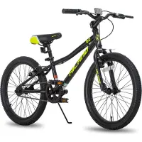 Hiland Jugendfahrrad 20 Zoll Mountainbike Kinderfahrräder für Jungen und Mädchen,Hochwertiger Rahmen, Doppel-V-Bremse,Kindergeschenk, Schwarz