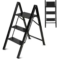 Sekey Aluminium Trittleiter 3 Stufen Klappbar Klappleiter mit breitem Anti-Rutsch-Stufen, Tragbarer Stufenleiter, bis 150 kg