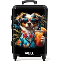 NoBoringSuitcases.com Hartschalen Koffer Mittelgroß 67x43x25 cm, 72L, Sommerliche Graffiti: Hund, Reisekoffer mit 4 Rollen