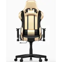 Vdd Spielestuhl Goldgamer Deluxe - Schreibtischstuhl - Gaming Stuhl - Gold Schwarz