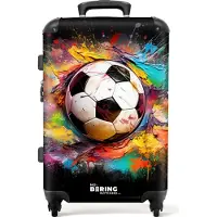 NoBoringSuitcases.com Großer Koffer - Fußball umgeben von Farbklecksen - Kombinationsschloss TSA - Hartschalen Trolley 4 Rollen - 72 liter - Reisekoffer - 66 cmKoffer Mittelgroß 67x43x25 cm, 72L,