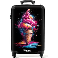 NoBoringSuitcases.com Hartschalen Handgepäck Koffer 55x35x20 cm, 36L, Sommerliche Graffiti: Eis, Reisekoffer mit 4 Rollen
