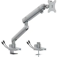 Dutzo Monitorarm für 1 Monitor (17"-40") - Pro+ Version mit 1 x USB-A & 1 x USB C port (Weiß)