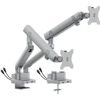 Dutzo Monitorarm für 2 Monitore (17"-35") - Pro+ Version mit 1 x USB-A & 1 x USB C port (Weiß)
