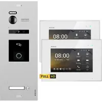 Balter EVO HD Silber RFID/Fingerprint 2x7" Weiß Video Türsprechanlage Set 1 Familienhaus
