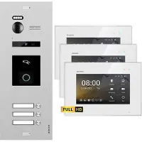Balter EVO HD Silber RFID/Fingerprint 3x7" Weiß Video Türsprechanlage Set 3 Familienhaus