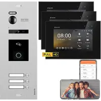 Balter EVO HD Silber RFID/Fingerprint 3x7" WiFi Schwarz Video Türsprechanlage Set 3 Familienhaus