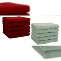 Betz 10 Stück Gästehandtücher PREMIUM 100% Baumwolle Gästetuch Set 30x50 cm rubinrot und heugrün
