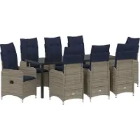 vidaXL Möbel 9-teiliges Garten-Ess-Set mit Kissen Schwarz Poly Rattan - Gartenstühle 3379666