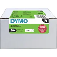 Dymo D1-Schriftband S0720530, schwarz auf weiß, L 7 m x B 12 mm, Polyester, 20 Stück