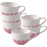 Villeroy & Boch Tasse "Cappuccinotassen Fleur Couleur 300 ml 6er Set", pink (cassis), B:11cm H:7cm Ø:11cm, Porzellan, Trinkgefäße, Tasse, Spülmaschinenfest, Mikrowellensicher