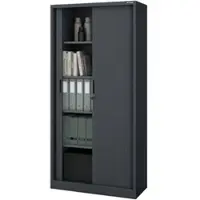 Jan Nowak Aktenschrank abschließbar DAMIAN Rolladentüren, 5 Ebenen | Büroschrank aus Stahl Metallschrank Werkstatt Werkzeugschrank, 185x90x45cm Anthrazit