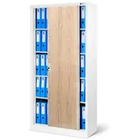 Jan Nowak Aktenschrank Abschließbar KUBA mit Schiebetüren 185 x 90 x 40 cm Weiß-Sonoma Eiche