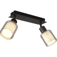 Globo Deckenstrahler Villegas, schwarz/grau, Glas, 28 cm lang, E14 dimmbar, schwarz, für Wohn- / Esszimmer, Glas, Downlights
