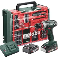 Metabo Akku-Bohrschrauber BS 18 Quick Set, incl. 2x Akku Li-Power 2 Ah, Ladegerät, Zubehör-Set, Kunststoffkoffer