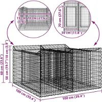 vidaXL Gabionen-Hochbeet 100 x 100 x 60 cm Verzinkter Stahl Silber