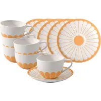 Villeroy & Boch Fleur Couleur Cappuccinotassen mit Untertassen