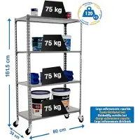 Simon Rack MADERCLICK MOBILE MINI 4/300 1500 Metallband CINZA/MADEIRA