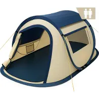 CampFeuer Zelt Quiki für 2 Personen, Creme / Blau, Wurfzelt Aufbau in 2 Sekunden, Wasserabweisend