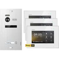 Balter EVO HD Unterputz Silber 3x7" Monitor Weiß Video Türsprechanlage Set 1 Teilnehmer