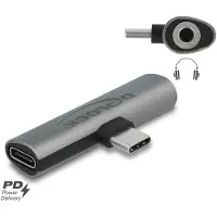 DeLOCK Audio Adapter USB Type-C zu Klinkenbuchse und USB Type-C PD grau, USB Type-C, USB Type-C + 3.5mm, Grau