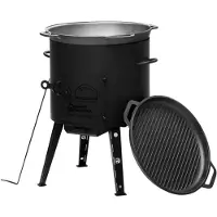 4BIG.fun Ø40 Uchag 2mm Stahl Utschak Utschag Campingofen 15L Gusseisen Kazan mit Gusseisen Deckel-Grillpfanne Kasan Feuerstelle Feldküche Außenküche Eintopfofen Gulaschkanone