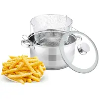 Cheffinger Frittiertopf 6,5L Friteuse Frites Frittierpfanne Fritöse EDELSTAHL Pommestopf Fritteuse Pommes