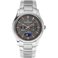 Jacques Lemans Quarzuhr "Derby", rosa (silberfarben, grau, grau), Armbanduhren, Herren, silberfarben, Quarzuhr, Armbanduhr, Herrenuhr, Edelstahlarmband, analog, Wochentag, Mondphase