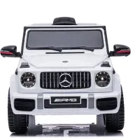 Mercedes G63 AMG Kinder-Elektroauto weiß mit Fernbedienung, LED-Lichtern, 54x62 cm, ab 3 Jahren
