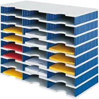 Styro Sortierstation styrodoc Standard SET, DIN C4, 8 Etagen/3-reihig/24 Fächer, grau/blau