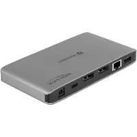 DeLOCK Thunderbolt 3 Dockingstation 8K - Dual DisplayPort / USB / LAN / SD / Audio / PD 3.0, Kabelgebunden, Thunderbolt 3, 60 W, 3,5 mm, 10,100,1000 Mbit/s, Grau