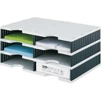 Styro Sortierstation styrodoc Standard, DIN C4, 3 Etagen/2-reihig/6 Fächer, grau/schwarz