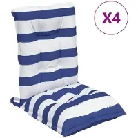 vidaXL Niedriglehner-Auflagen 4 Stk. Blau Weiß Gestreift Oxford-Gewebe