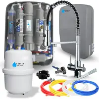 ARI Wasserfilter Set RO7 Slim mit 3-Wege Küchenarmatur Solid Spring Chrom, 7-stufige Osmoseanlage, Mineralisierung