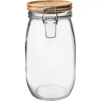 Orion Einmachglas | patentierter Glasbehälter mit Bügelverschluss 2,3l mit Deckel aus Bambusholz