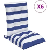 vidaXL Niedriglehner-Auflagen 6 Stk. Blau Weiß Gestreift Oxford-Gewebe
