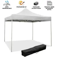 Divina Garden Faltbarer Faltpavillon 2X2 Weiß mit wasserdichtem PVC überzogen
