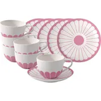 Villeroy & Boch Fleur Couleur Cappuccinotassen mit Untertassen