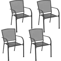 vidaXL Möbel Outdoor Relaxsessel,Balkonstuhl Gartenstühle 4 Stk. Mesh-Design Anthrazit Stahl DE54887