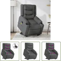 The Living Store Massagesessel mit Aufstehhilfe Dunkelgrau Stoff