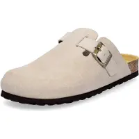 MIDS MONTY Damen Clog Beige mit Rauleder-Fußbett