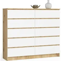 Akord Furniture Factory KOM-140SZ10-ARTBIA, Weiß, Eiche, 10 Schublade(n), Matt, 16 mm, 60 cm, 400 mm