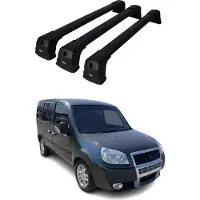 Omtec Dachträger Grundtäger für Fiat Doblo 2000-2010 75kg Aluminium Schwarz 3 tlg