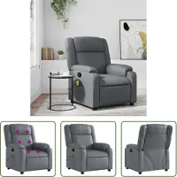 The Living Store Massagesessel Grau Kunstleder