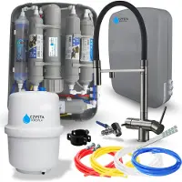 ARI Wasserfilter Set RO7 Slim mit 3-Wege Küchenarmatur HighFlex Grafit, 7-stufige Filtration, Mineralisierung